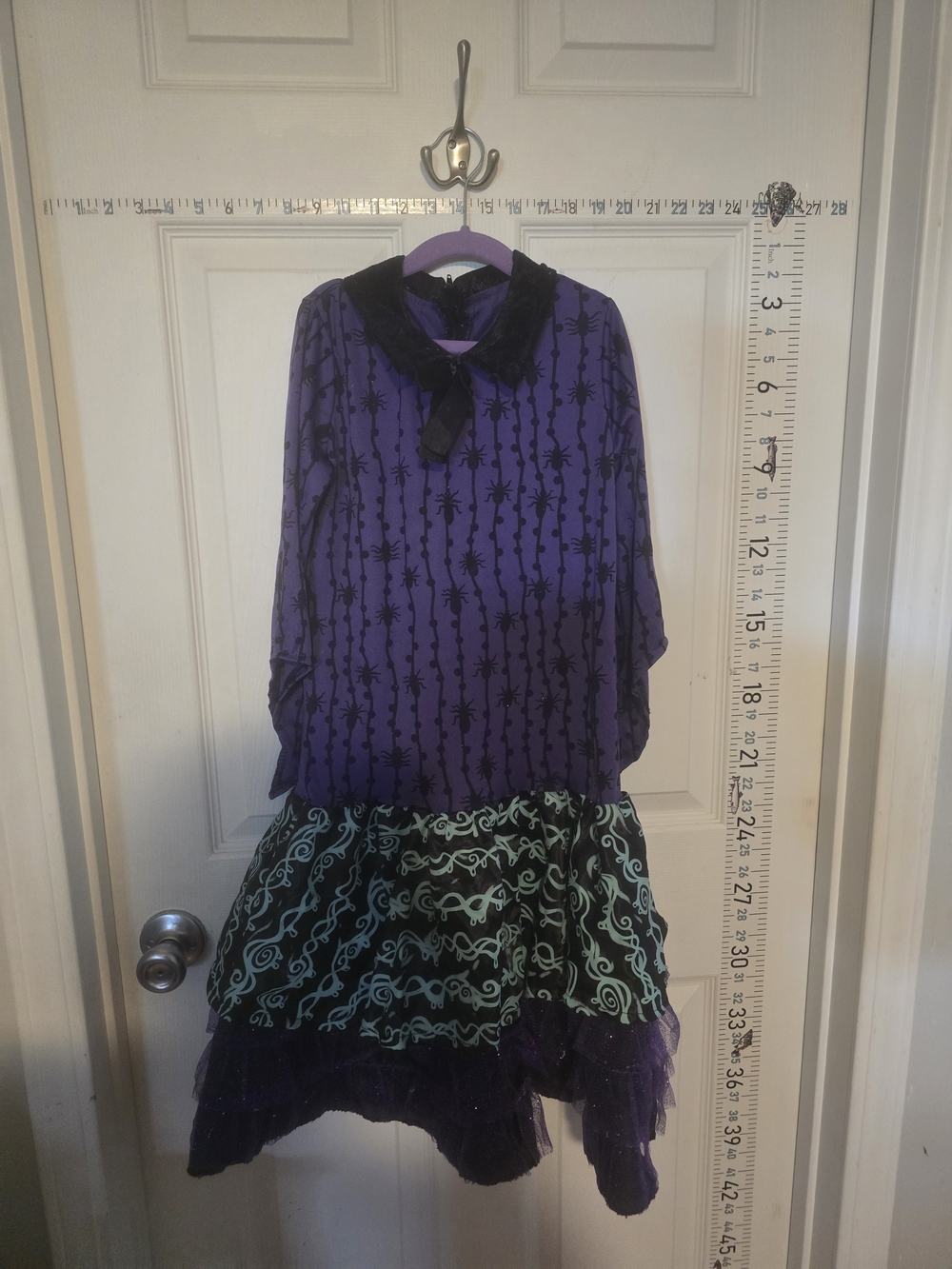Purple and Black Patterned Girls' Layered Dress 12 Year Old